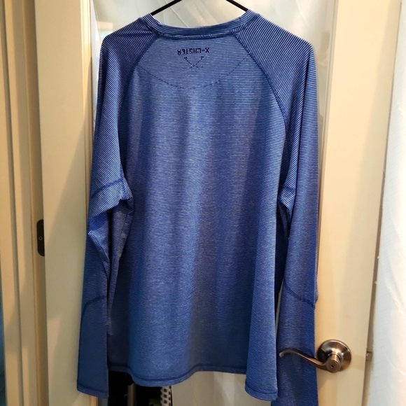 X-Caster Striped Blue UPF 50+ Long Sleeve Athletic Shirt - Picture 3 of 3